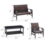 Devoko 4 Pieces Patio Set Outdoor Wicker Furniture Set with Coffee Table