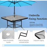 Devoko 5 Pieces Patio Dining Set Patio Furniture Set Outdoor Furniture Set, Square Glass Table Top with Umbrella Hole