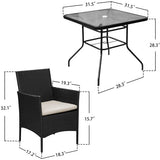 Devoko 5 Pieces Patio Dining Set Patio Furniture Set Outdoor Furniture Set, Square Glass Table Top with Umbrella Hole