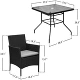 Devoko 5 Pieces Patio Dining Set Patio Furniture Set Outdoor Furniture Set, Square Glass Table Top with Umbrella Hole