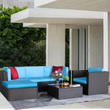 Devoko Patio Furniture 6 Pcs Outdoor Sectional Sofa with Single Chair