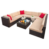 Devoko 8 Pcs & 9 Pcs Patio Furniture Outdoor Sectional Sofa