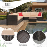 Devoko 8 Pcs & 9 Pcs Patio Furniture Outdoor Sectional Sofa