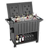 Devoko 80 QT Outdoor Resin Rolling Cooler Cart on Wheels for Cookouts, Tailgating, BBQ w/Bottle Opener, Catch Tray, Drain Plug