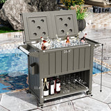 Devoko 80 QT Outdoor Resin Rolling Cooler Cart on Wheels for Cookouts, Tailgating, BBQ w/Bottle Opener, Catch Tray, Drain Plug