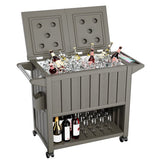 Devoko 80 QT Outdoor Resin Rolling Cooler Cart on Wheels for Cookouts, Tailgating, BBQ w/Bottle Opener, Catch Tray, Drain Plug