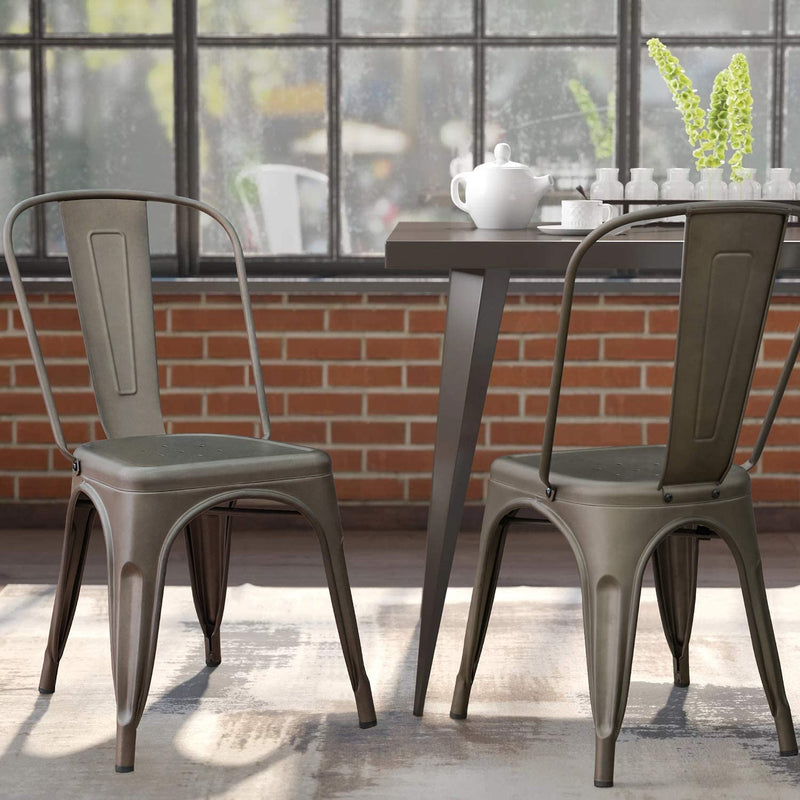 Devoko Metal Chairs Set of 4 Kitchen Dining Chairs