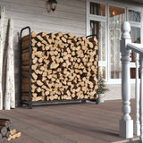 Devoko Outdoor Firewood Racks Patio Metal Wood Storage Holder Stand Black