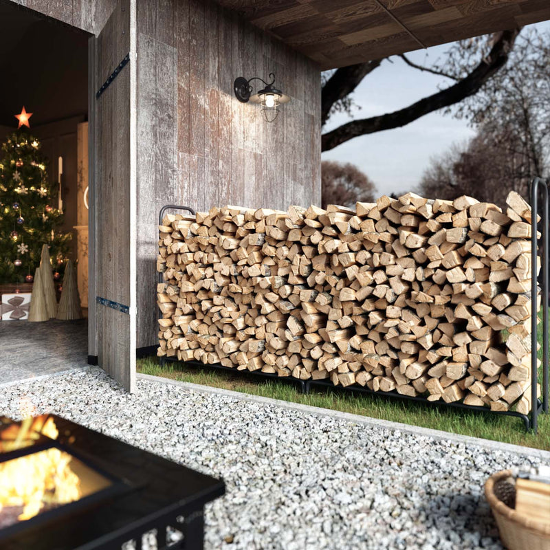 Devoko Outdoor Firewood Racks Patio Metal Wood Storage Holder Stand Black