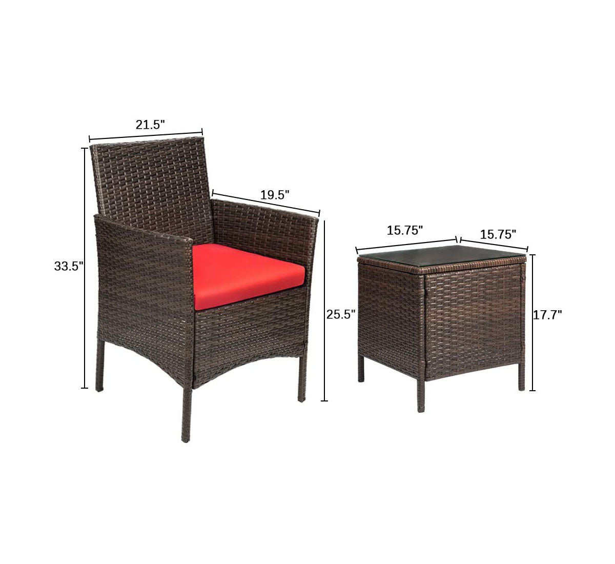 Devoko Wicker Patio Furniture Sets 3 Pcs Front Porch Furniture Outdoor