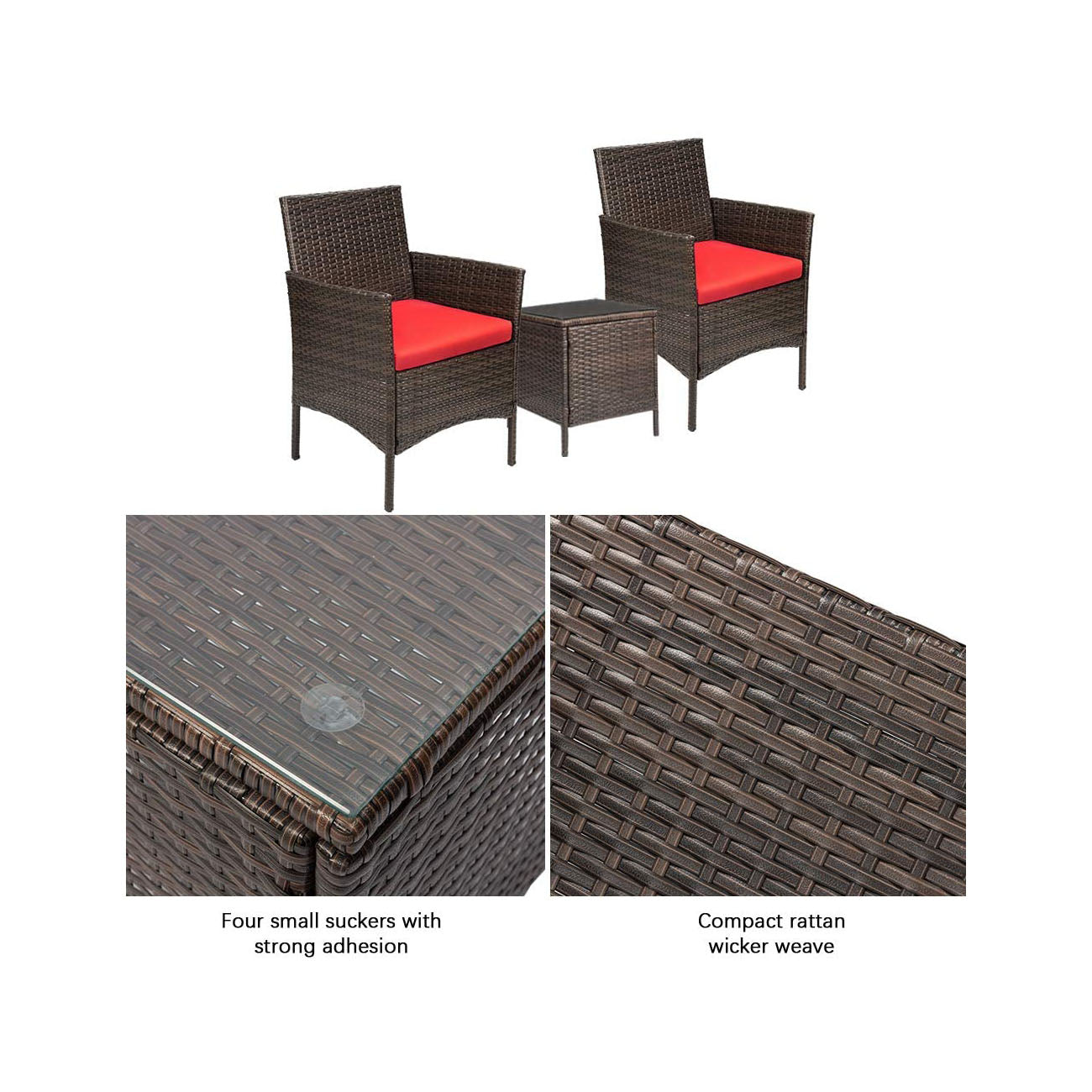 Devoko Wicker Patio Furniture Sets 3 Pcs Front Porch Furniture Outdoor