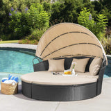 Devoko Outdoor Daybed Pool Furniture Bed Lounge with Retractable Canopy