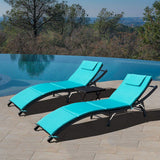 Devoko Patio Chaise Lounge Sets Outdoor Rattan Adjustable Back 3 Pieces Cushioned Patio Folding Chaise Lounge, Back Adjustable