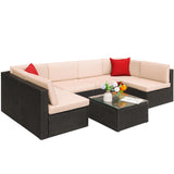 Devoko 7 Pieces Outdoor Sectional Sofa,  L Shape Patio Wicker Seating Sets