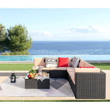 Devoko 7 Pieces Outdoor Sectional Sofa,  L Shape Patio Wicker Seating Sets