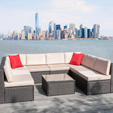 Devoko 8 Pcs & 9 Pcs Patio Furniture Outdoor Sectional Sofa