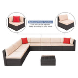 Devoko 8 Pcs & 9 Pcs Patio Furniture Outdoor Sectional Sofa