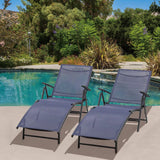 Devoko Outdoor 2 Pieces Chaise Lounge Poolside Adjustable Recliner Folding Lounge Chairs