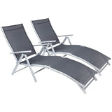 Devoko Outdoor 2 Pieces Chaise Lounge Poolside Adjustable Recliner Folding Lounge Chairs