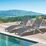 Devoko Outdoor 2 Pieces Chaise Lounge Poolside Adjustable Recliner Folding Lounge Chairs