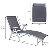 Devoko Outdoor 2 Pieces Chaise Lounge Poolside Adjustable Recliner Folding Lounge Chairs