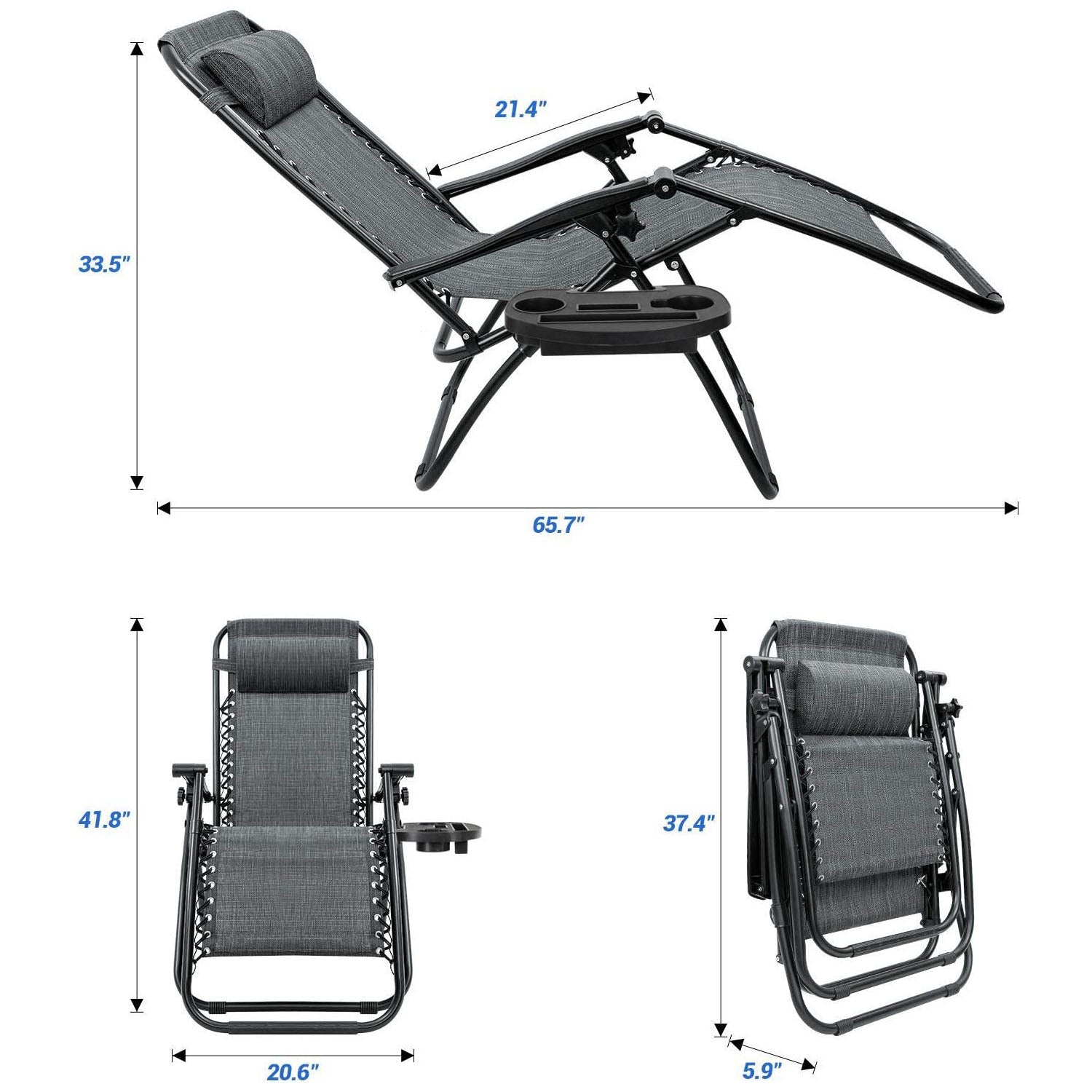 Devoko Zero Gravity Chair Patio Folding Lawn Outdoor Reclining Lounge