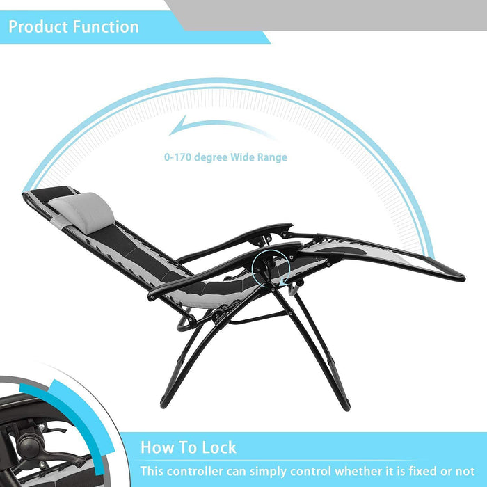 Devoko Zero Gravity Chair Patio Adjustable Lounge Chair Oversized Portable  Lawn Folding Chair with Headrest