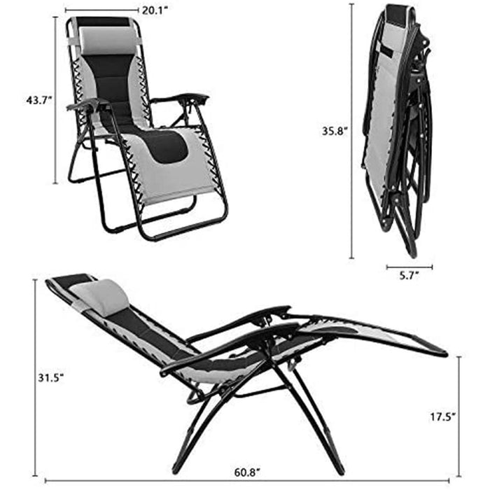 Devoko Zero Gravity Chair Patio Adjustable Lounge Chair Oversized Port
