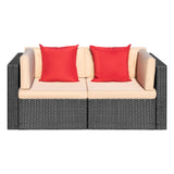 Devoko Patio Furniture 2 Pcs Outdoor Corner Sofa with Cushion and Pillow