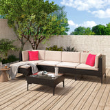 Devoko 6 Pieces Patio Furniture Sectional Sofa with Metal Feet