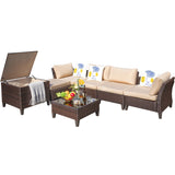 Devoko Patio Furniture 7 Pieces Outdoor Sectional Sofa with Storage Box and Ottoman