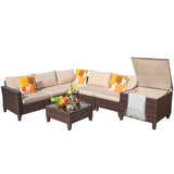 Devoko Patio Furniture 7 Pieces  Sectional Sofa with Storage Box