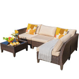 Devoko Patio Furniture 5 Pieces Outdoor Sectional Sofa Updated Plastic Base