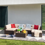 Devoko Patio Furniture 7 Pcs Outdoor Sectional Sofa with Ottoman