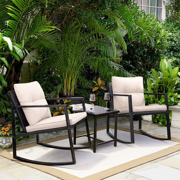 Walnew 3 pieces patio furniture set rocking wicker bistro sets sale