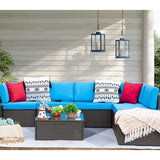 Devoko Patio Furniture 7 Pcs Outdoor Sectional Sofa with Ottoman