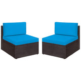 Devoko Patio Furniture 2 Pcs Outdoor Armless Sofas with Cushion and Pillow