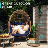 Devoko Wicker Egg Chair Oversized Outdoor Lounge Chair