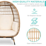 Devoko Wicker Egg Chair Oversized Outdoor Lounge Chair